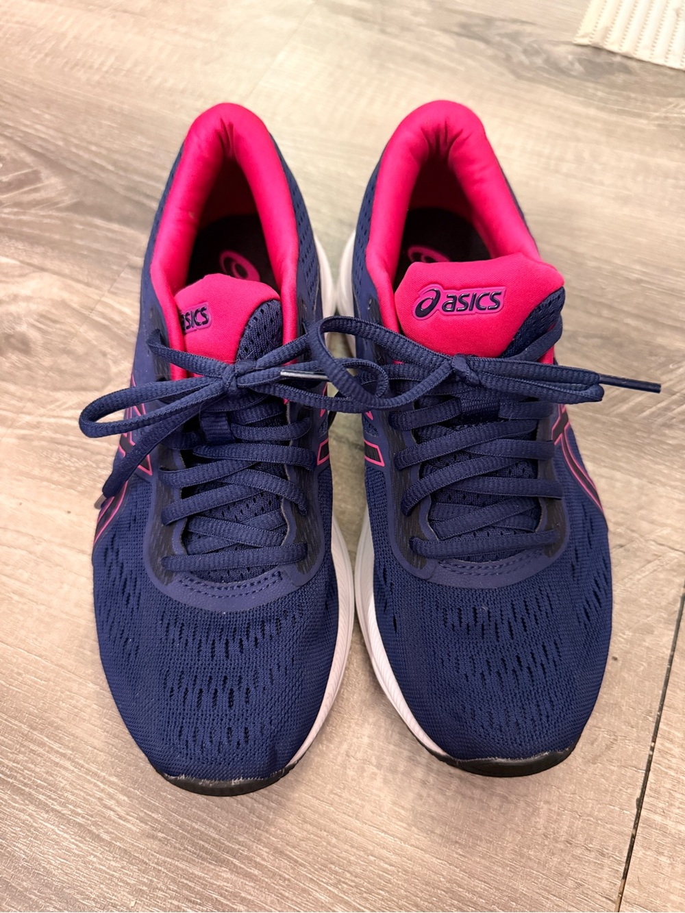ASICS Navy and Hot Pink Women's Athletic Running Shoes